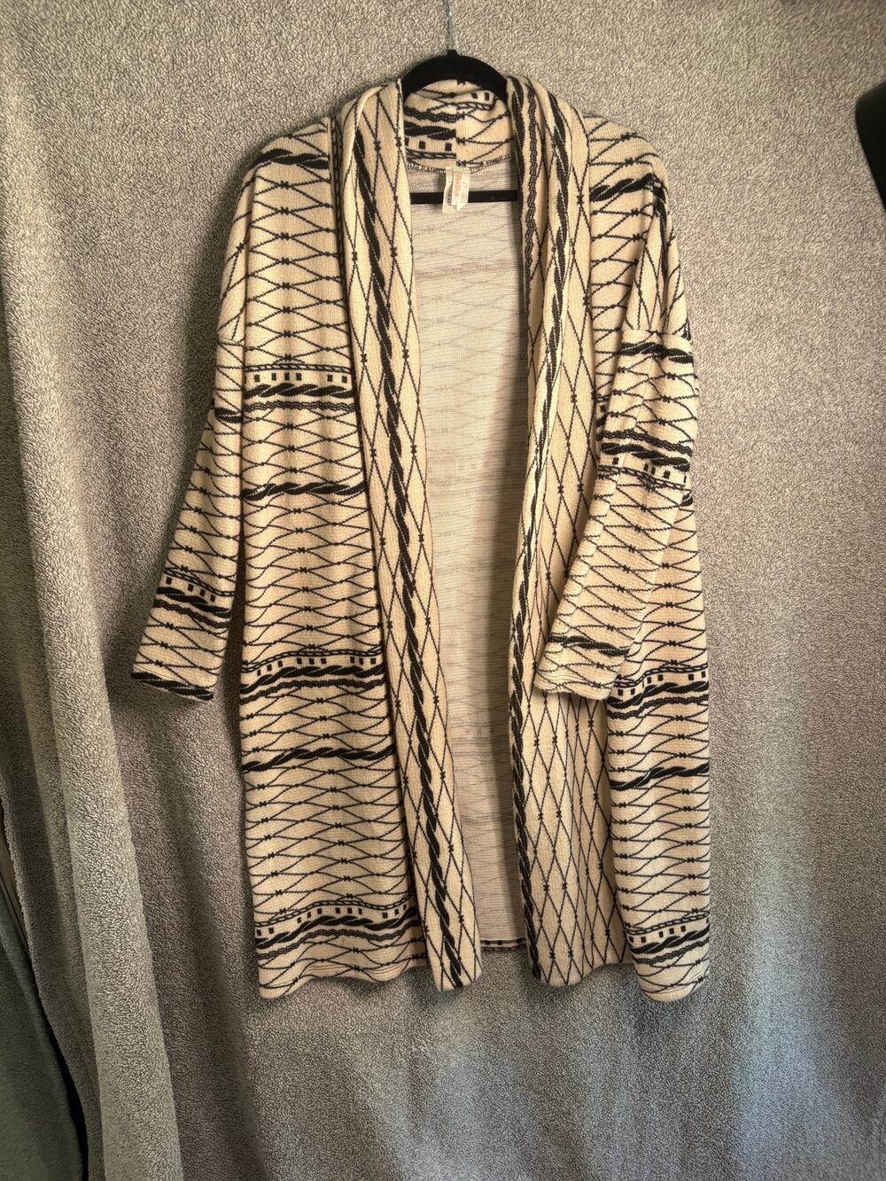 Geometric Cardigan L Boho Southwestern Lagenlook Open Front